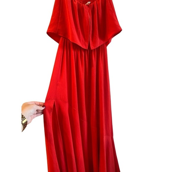 Evelyn Rose Vibrant Red Maxi Dress with Chic Draped Overlay - Size S (NW… - Picture 7 of 9